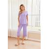 Ekouaer 2 Pack: Women’s Pajamas Set Short Sleeve Sleepwear Capri Pants Pjs Soft Loungewear with Pockets(Lilac Dots/Navy Star)