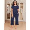 Ekouaer 2 Pack: Women’s Pajamas Set Short Sleeve Sleepwear Capri Pants Pjs Soft Loungewear with Pockets(Navy Star / Coffee)