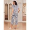 Ekouaer 2 Pack: Women’s Pajamas Set Short Sleeve Sleepwear Capri Pants Pjs Soft Loungewear with Pockets(Navy Star / Coffee)