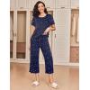 Ekouaer 2 Pack: Women’s Pajamas Set Short Sleeve Sleepwear Capri Pants Pjs Soft Loungewear with Pockets(Navy Star / Coffee)
