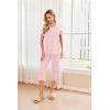 Ekouaer 2 Pack: Women’s Pajamas Set Short Sleeve Sleepwear Capri Pants Pjs Soft Loungewear with Pockets(Pink Stripe/Navy Dots)