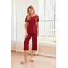 Ekouaer 2 Pack: Women’s Pajamas Set Short Sleeve Sleepwear Capri Pants Pjs Soft Loungewear with Pockets(Red/Black Star)