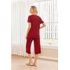 Ekouaer 2 Pack: Women’s Pajamas Set Short Sleeve Sleepwear Capri Pants Pjs Soft Loungewear with Pockets(Red/Black Star)