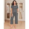 Ekouaer 2 Pack: Women’s Pajamas Set Short Sleeve Sleepwear Capri Pants Pjs Soft Loungewear with Pockets(Rose Print / Grey)