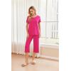 Ekouaer 2 Pack: Women’s Pajamas Set Short Sleeve Sleepwear Capri Pants Pjs Soft Loungewear with Pockets(Rose Red/Grey Stars)