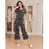 Ekouaer 2 Pack: Women’s Pajamas Set Short Sleeve Sleepwear Capri Pants Pjs Soft Loungewear with Pockets(Wine Red / Floral)
