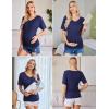 Ekouaer 3 Pack Maternity Shirts V Neck Dolman Sleeve Side Ruched Pregnancy Tops Tunic Blouse(Black/Blue/Grey)