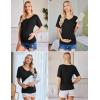Ekouaer 3 Pack Maternity Shirts V Neck Dolman Sleeve Side Ruched Pregnancy Tops Tunic Blouse(Black/Grey/Stripe)