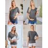 Ekouaer 3 Pack Maternity Shirts V Neck Dolman Sleeve Side Ruched Pregnancy Tops Tunic Blouse(Black/Grey/Stripe)