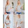 Ekouaer 3 Pack Maternity Shirts V Neck Dolman Sleeve Side Ruched Pregnancy Tops Tunic Blouse(Black/Grey/Stripe)