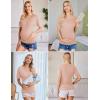 Ekouaer 3 Pack Maternity Shirts V Neck Dolman Sleeve Side Ruched Pregnancy Tops Tunic Blouse(Black/Pink/Stripe)