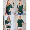 Ekouaer 3 Pack Maternity Shirts V Neck Dolman Sleeve Side Ruched Pregnancy Tops Tunic Blouse(Green/Teal/Black)