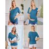 Ekouaer 3 Pack Maternity Shirts V Neck Dolman Sleeve Side Ruched Pregnancy Tops Tunic Blouse(Green/Teal/Black)