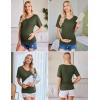 Ekouaer 3 Pack Maternity Shirts V Neck Dolman Sleeve Side Ruched Pregnancy Tops Tunic Blouse(Grey/Black/Army Green)