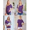 Ekouaer 3 Pack Maternity Shirts V Neck Dolman Sleeve Side Ruched Pregnancy Tops Tunic Blouse(Purple/Blue/Black)