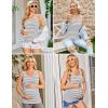 Ekouaer 3 Pack Women Maternity Tank Tops Ruch Side Basic Shirts Summer Postpartum Tops Sleeveless Pregnancy Workout Clothes(Black/Black & White Stripes/Black Floral)