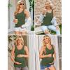 Ekouaer 3 Pack Women Maternity Tank Tops Ruch Side Basic Shirts Summer Postpartum Tops Sleeveless Pregnancy Workout Clothes(Black/Light Grey/Army Green)