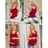 Ekouaer 3 Pack Women Maternity Tank Tops Ruch Side Basic Shirts Summer Postpartum Tops Sleeveless Pregnancy Workout Clothes(Black/Red/Army Green)