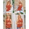 Ekouaer 3 Pack Women Maternity Tank Tops Ruch Side Basic Shirts Summer Postpartum Tops Sleeveless Pregnancy Workout Clothes(Caramel/Dark Grey/Red)