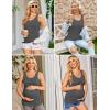 Ekouaer 3 Pack Women Maternity Tank Tops Ruch Side Basic Shirts Summer Postpartum Tops Sleeveless Pregnancy Workout Clothes(Caramel/Dark Grey/Red)