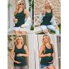 Ekouaer 3 Pack Women Maternity Tank Tops Ruch Side Basic Shirts Summer Postpartum Tops Sleeveless Pregnancy Workout Clothes(Light Grey/Black/Lake Green)