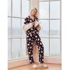Ekouaer Christmas Pajamas Womens Long Sleeve Button Down Sleepwear Holiday Matching Pjs Comfy Long Pants Lounge Set S-XXL(Christmas Black Santa)