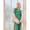 Ekouaer Christmas Pajamas Womens Long Sleeve Button Down Sleepwear Holiday Matching Pjs Comfy Long Pants Lounge Set S-XXL(Christmas Green Elf)