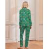 Ekouaer Christmas Pajamas Womens Long Sleeve Button Down Sleepwear Holiday Matching Pjs Comfy Long Pants Lounge Set S-XXL(Christmas Green Elf)