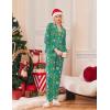 Ekouaer Christmas Pajamas Womens Long Sleeve Button Down Sleepwear Holiday Matching Pjs Comfy Long Pants Lounge Set S-XXL(Christmas Green Elf)