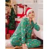 Ekouaer Christmas Pajamas Womens Long Sleeve Button Down Sleepwear Holiday Matching Pjs Comfy Long Pants Lounge Set S-XXL(Christmas Green Elf)
