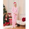 Ekouaer Christmas Pajamas Womens Long Sleeve Button Down Sleepwear Holiday Matching Pjs Comfy Long Pants Lounge Set S-XXL(Christmas Pink Gingerbread Man)