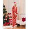 Ekouaer Christmas Pajamas Womens Long Sleeve Button Down Sleepwear Holiday Matching Pjs Comfy Long Pants Lounge Set S-XXL(Christmas Red Food)