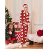 Ekouaer Christmas Pajamas Womens Long Sleeve Button Down Sleepwear Holiday Matching Pjs Comfy Long Pants Lounge Set S-XXL(Christmas Red Santa)