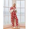 Ekouaer Christmas Pajamas Womens Long Sleeve Button Down Sleepwear Holiday Matching Pjs Comfy Long Pants Lounge Set S-XXL(Christmas Red Santa)