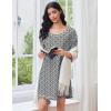 Ekouaer Cotton Nightgowns for Women Oversized Sleepshirt Tshirt Night Gown Short Sleeve Night Shirt Casual Soft Sleepwear(Black White Floral)