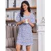 Ekouaer Cotton Nightgowns for Women Oversized Sleepshirt Tshirt Night Gown Short Sleeve Night Shirt Casual Soft Sleepwear(Floral Purple)