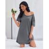 Ekouaer Cotton Nightgowns for Women Oversized Sleepshirt Tshirt Night Gown Short Sleeve Night Shirt Casual Soft Sleepwear(Grey)