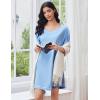 Ekouaer Cotton Nightgowns for Women Oversized Sleepshirt Tshirt Night Gown Short Sleeve Night Shirt Casual Soft Sleepwear(Light Blue)
