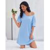 Ekouaer Cotton Nightgowns for Women Oversized Sleepshirt Tshirt Night Gown Short Sleeve Night Shirt Casual Soft Sleepwear(Light Blue)