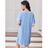 Ekouaer Cotton Nightgowns for Women Oversized Sleepshirt Tshirt Night Gown Short Sleeve Night Shirt Casual Soft Sleepwear(Light Blue)