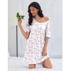 Ekouaer Cotton Nightgowns for Women Oversized Sleepshirt Tshirt Night Gown Short Sleeve Night Shirt Casual Soft Sleepwear(Light Pink Floral)