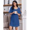 Ekouaer Cotton Nightgowns for Women Oversized Sleepshirt Tshirt Night Gown Short Sleeve Night Shirt Casual Soft Sleepwear(Navy)