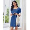 Ekouaer Cotton Nightgowns for Women Oversized Sleepshirt Tshirt Night Gown Short Sleeve Night Shirt Casual Soft Sleepwear(Navy)