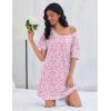 Ekouaer Cotton Nightgowns for Women Oversized Sleepshirt Tshirt Night Gown Short Sleeve Night Shirt Casual Soft Sleepwear(Pink Floral)