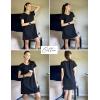 Ekouaer Cotton Nightgowns for Women Short Sleeve Womens Nightgown V Neck Sleep Shirts for Women Soft Sleepwear S-XXXL(Black)
