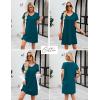Ekouaer Cotton Nightgowns for Women Short Sleeve Womens Nightgown V Neck Sleep Shirts for Women Soft Sleepwear S-XXXL(Blue Green)