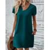 Ekouaer Cotton Nightgowns for Women Short Sleeve Womens Nightgown V Neck Sleep Shirts for Women Soft Sleepwear S-XXXL(Blue Green)