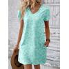 Ekouaer Cotton Nightgowns for Women Short Sleeve Womens Nightgown V Neck Sleep Shirts for Women Soft Sleepwear S-XXXL(Blue Leaf)