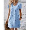 Ekouaer Cotton Nightgowns for Women Short Sleeve Womens Nightgown V Neck Sleep Shirts for Women Soft Sleepwear S-XXXL(Blue Moon)