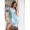 Ekouaer Cotton Nightgowns for Women Short Sleeve Womens Nightgown V Neck Sleep Shirts for Women Soft Sleepwear S-XXXL(Blue White Flower)